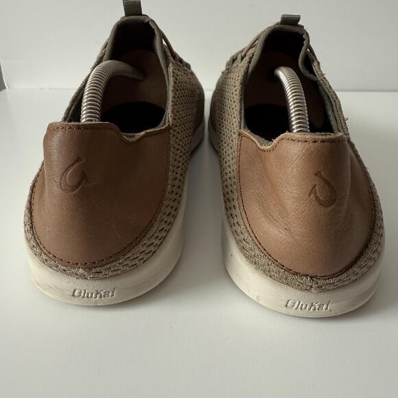 Olukai Alapa Li Shoes Mens 9.5 Knit Casual Lace Up Slip On Olive Mesh Trainer - Picture 6 of 9